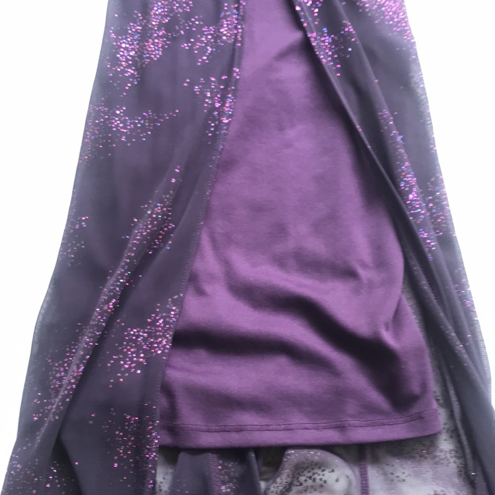 Vintage Y2K 90s Dress Purple Glitter Cowneck Sparkle Party Formal Cocktail HiLo - Picture 7 of 17